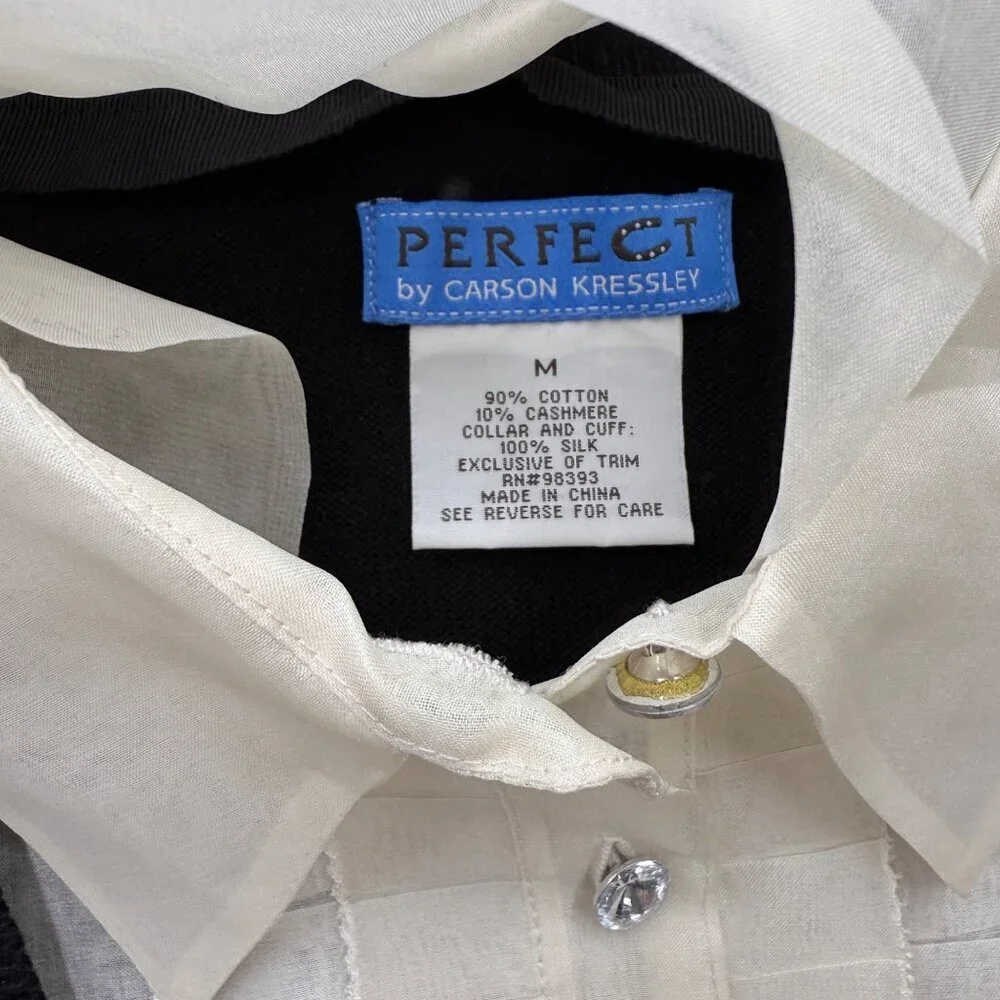 Perfect Carson‎ Kressley Sweater Blouse Insert Silk Cashmere Office Womens M